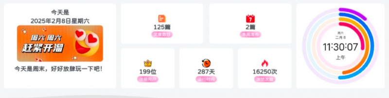 子比主题美化 – 底部横向网站信息统计模块-逍遥资源网