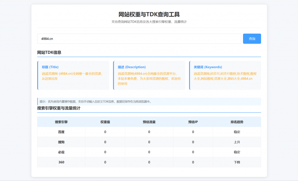 图片[2]-站长工具SEO查询支持TDK信息获取以及权重信息获取-逍遥资源网